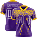 Custom Purple Yellow-White Authentic Distressed Scratch Brush Stroke Football Jersey