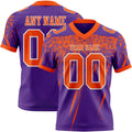 Custom Purple Orange-White Authentic Distressed Scratch Brush Stroke Football Jersey
