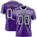 Custom Purple Gray-Black Authentic Distressed Scratch Brush Stroke Football Jersey