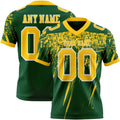 Custom Green Yellow-White Authentic Distressed Scratch Brush Stroke Football Jersey