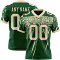 Custom Green Cream-Black Authentic Distressed Scratch Brush Stroke Football Jersey