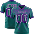 Custom Teal Purple-White Authentic Distressed Scratch Brush Stroke Football Jersey