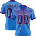Custom Powder Blue Purple-Old Gold Authentic Distressed Scratch Brush Stroke Football Jersey