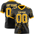 Custom Black Gold Royal-White Authentic Abstract Shattered Paint Splatter Football Jersey