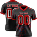 Custom Black Red Royal-White Authentic Abstract Shattered Paint Splatter Football Jersey