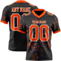 Custom Black Orange Royal-White Authentic Abstract Shattered Paint Splatter Football Jersey
