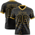 Custom Black Old Gold-Royal Authentic Abstract Shattered Paint Splatter Football Jersey