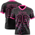 Custom Black Pink-Light Blue Authentic Abstract Shattered Paint Splatter Football Jersey
