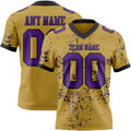Custom Old Gold Purple-Black Authentic Abstract Shattered Paint Splatter Football Jersey