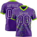 Custom Purple Neon Green Teal-White Authentic Abstract Shattered Paint Splatter Football Jersey