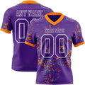 Custom Purple Bay Orange Teal-White Authentic Abstract Shattered Paint Splatter Football Jersey