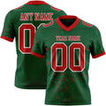 Custom Green Red-White Authentic Abstract Shattered Paint Splatter Football Jersey
