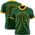 Custom Green-Gold Authentic Abstract Shattered Paint Splatter Football Jersey