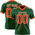 Custom Green Orange-White Authentic Abstract Shattered Paint Splatter Football Jersey