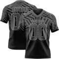 Custom Steel Gray Black-White Authentic Abstract Geometric Lines Gradient Football Jersey