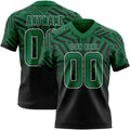 Custom Kelly Green Black-White Authentic Abstract Geometric Lines Gradient Football Jersey