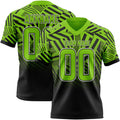 Custom Neon Green Black-White Authentic Abstract Geometric Lines Gradient Football Jersey