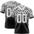 Custom White-Black Authentic Abstract Geometric Lines Gradient Football Jersey