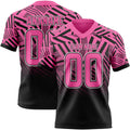 Custom Pink Black-White Authentic Abstract Geometric Lines Gradient Football Jersey