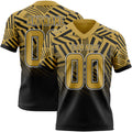 Custom Old Gold Black-White Authentic Abstract Geometric Lines Gradient Football Jersey