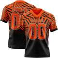 Custom Orange Black-White Authentic Abstract Geometric Lines Gradient Football Jersey