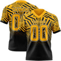 Custom Gold Black-White Authentic Abstract Geometric Lines Gradient Football Jersey