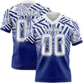 Custom White-Royal Authentic Abstract Geometric Lines Gradient Football Jersey