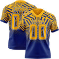 Custom Gold Royal-White Authentic Abstract Geometric Lines Gradient Football Jersey