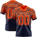 Custom Orange Navy-White Authentic Abstract Geometric Lines Gradient Football Jersey