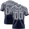 Custom Gray Navy-White Authentic Abstract Geometric Lines Gradient Football Jersey