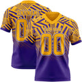 Custom Gold Purple-White Authentic Abstract Geometric Lines Gradient Football Jersey