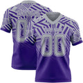 Custom Gray Purple-White Authentic Abstract Geometric Lines Gradient Football Jersey