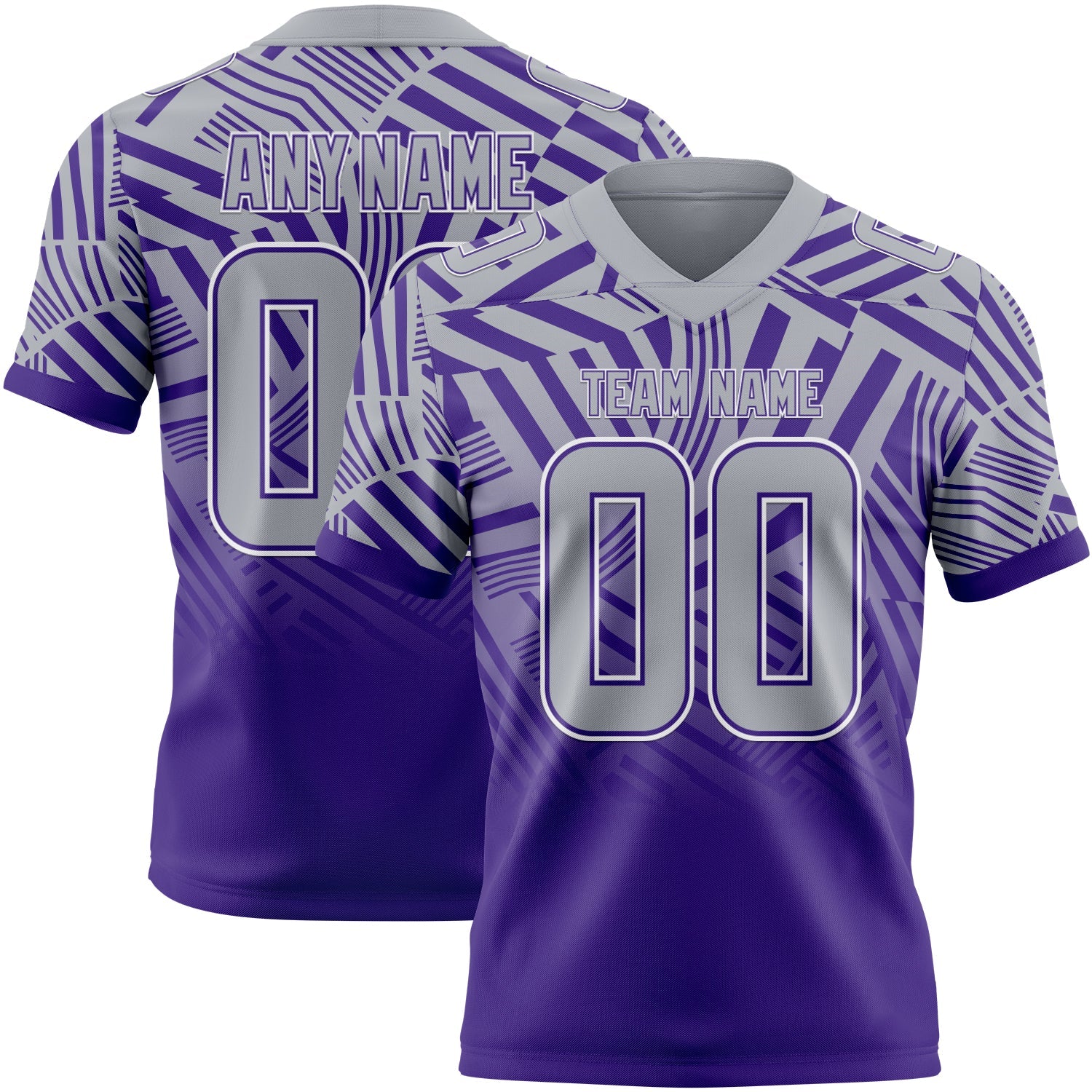 Custom Gray Purple-White Authentic Abstract Geometric Lines Gradient Football Jersey