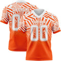 Custom White-Orange Authentic Abstract Geometric Lines Gradient Football Jersey