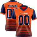 Custom Orange Navy-White Authentic Fluid Scratch Waves Football Jersey
