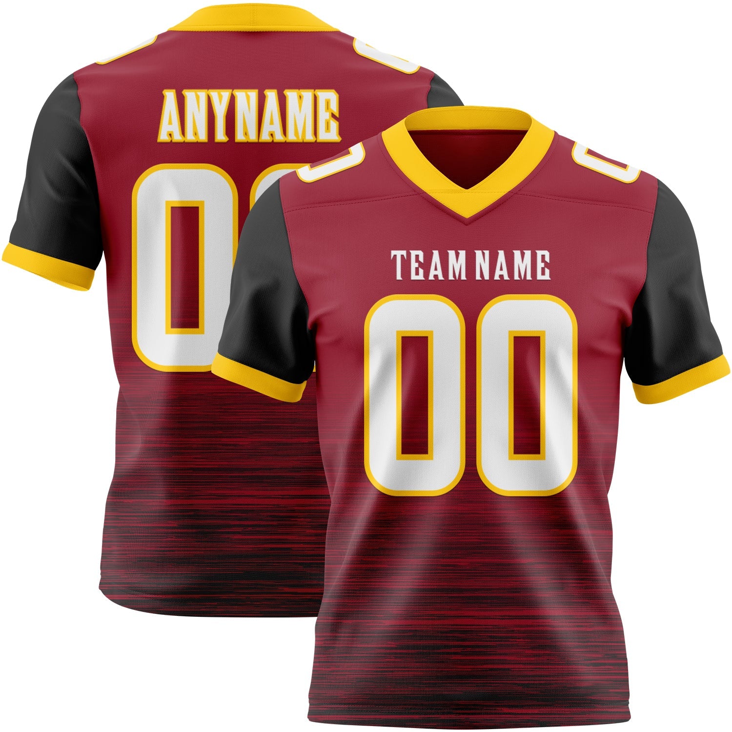 Custom Cardinal White Black-Yellow Authentic Fluid Scratch Waves Football Jersey