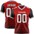 Custom Red White Black-Gray Authentic Fluid Scratch Waves Football Jersey