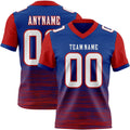 Custom Royal White-Red Authentic Fluid Scratch Waves Football Jersey