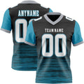 Custom Black White Panther Blue-Gray Authentic Fluid Scratch Waves Football Jersey
