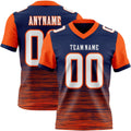 Custom Navy White-Orange Authentic Fluid Scratch Waves Football Jersey