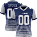 Custom Navy White-Gray Authentic Fluid Scratch Waves Football Jersey