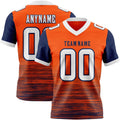 Custom Orange White-Navy Authentic Fluid Scratch Waves Football Jersey