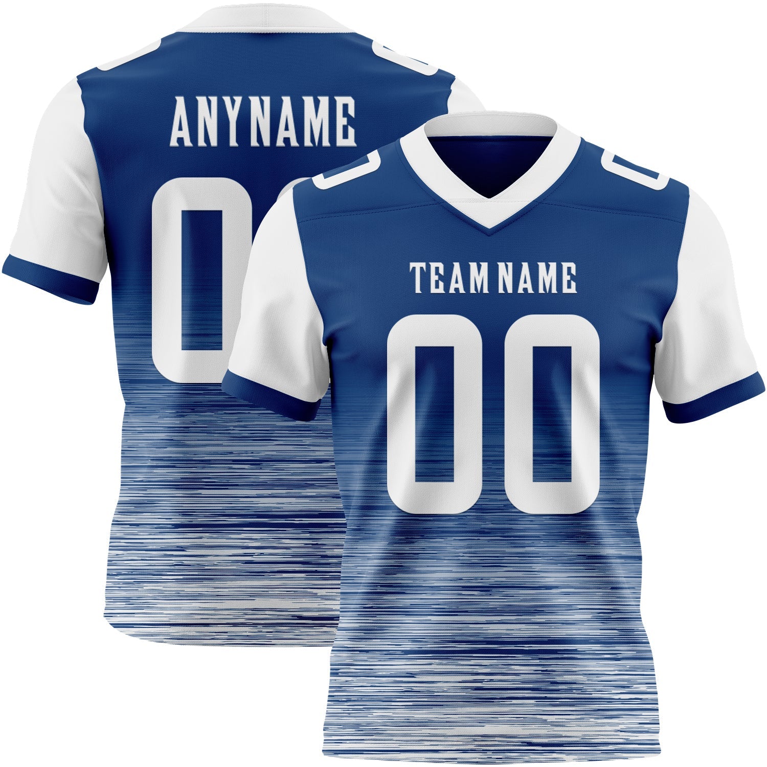 Custom US Navy Blue-White Authentic Fluid Scratch Waves Football Jersey