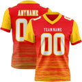 Custom Fire Red White-Yellow Authentic Fluid Scratch Waves Football Jersey