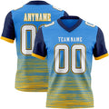 Custom Powder Blue White Gold-Navy Authentic Fluid Scratch Waves Football Jersey