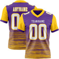 Custom Purple White-Yellow Authentic Fluid Scratch Waves Football Jersey