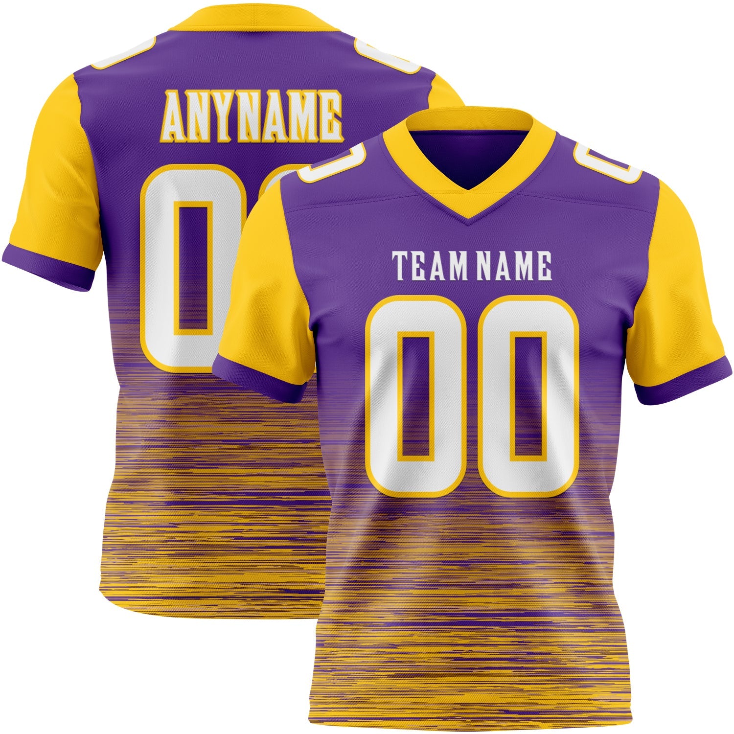 Custom Purple White-Yellow Authentic Fluid Scratch Waves Football Jersey