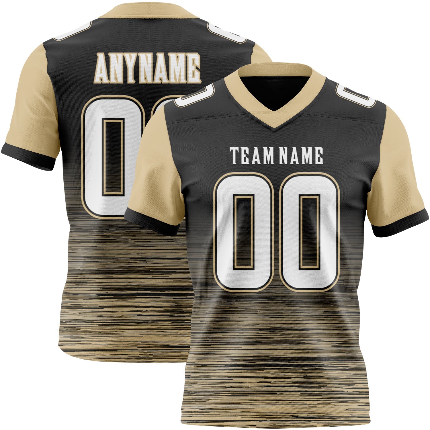 Custom Black White-Vegas Gold Authentic Fluid Scratch Waves Football Jersey