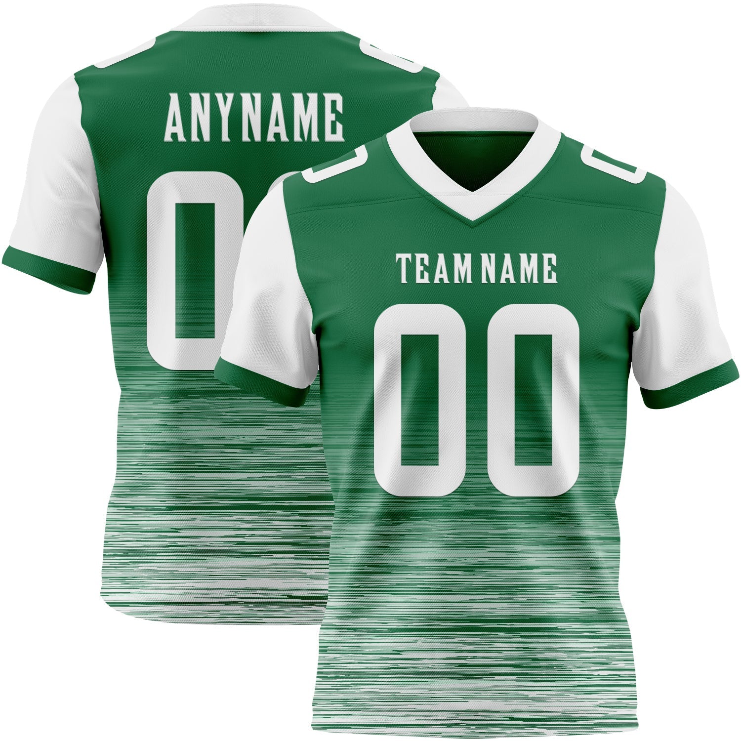 Custom Kelly Green-White Authentic Fluid Scratch Waves Football Jersey