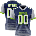 Custom Navy White Gray-Neon Green Authentic Fluid Scratch Waves Football Jersey